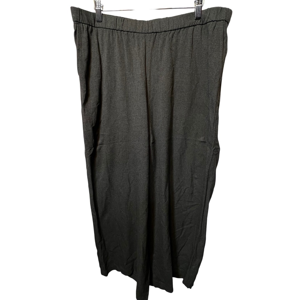 Pure Jill Petite L Gray Viscose Pull On Culottes Wide Leg‎ Pants
